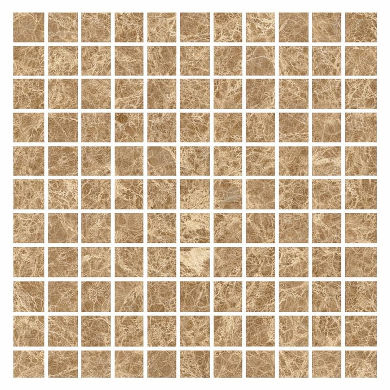 Emperador Light Marble 1x1 Polished Mosaic