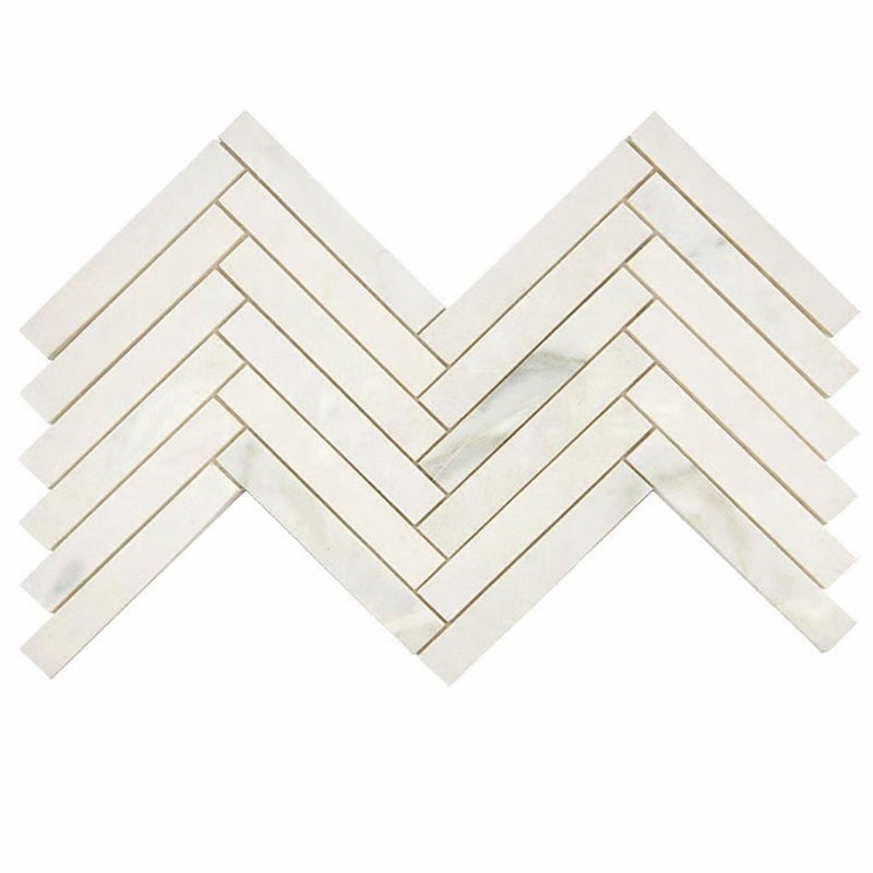 Calacatta Oliva Marble 1x6 Honed Herringbone Mosaic