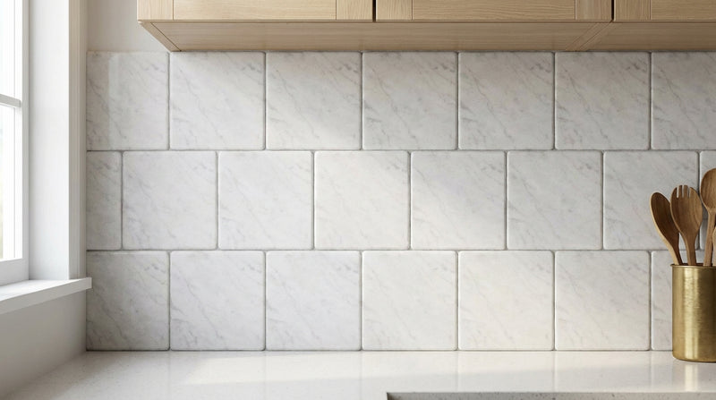 Carrara White (Italian) Carrara White Marble 4x4 Tumbled Tile