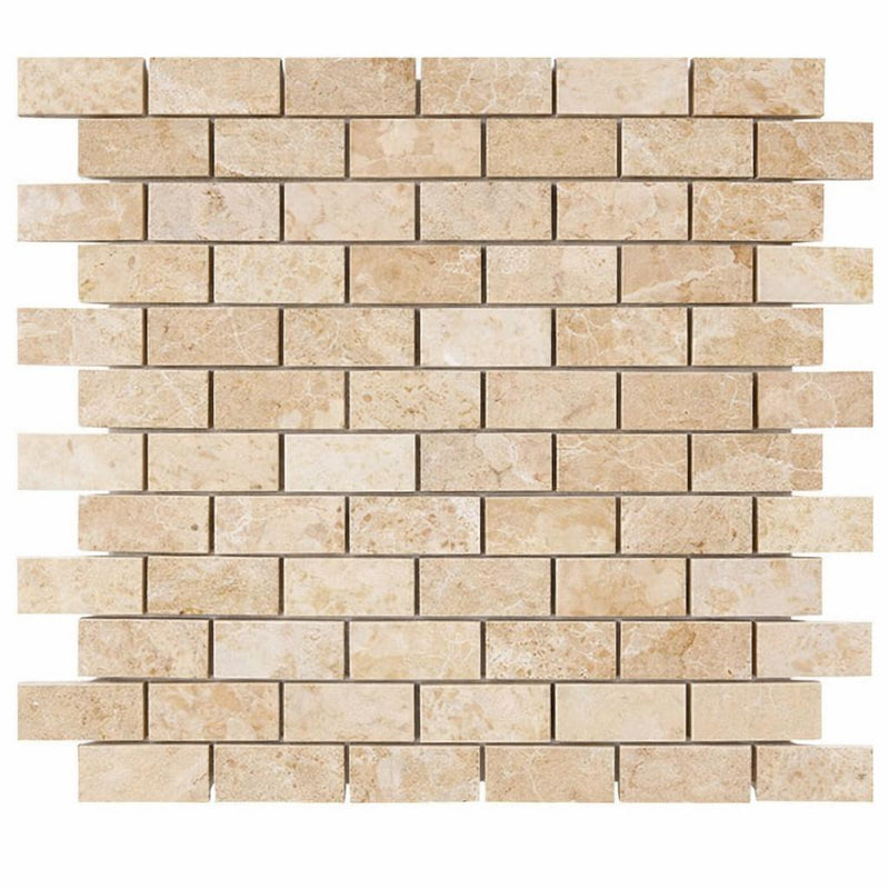 Cappuccino Marble 1x2 Polished Brick Joint Mosaic Brick Mosaic