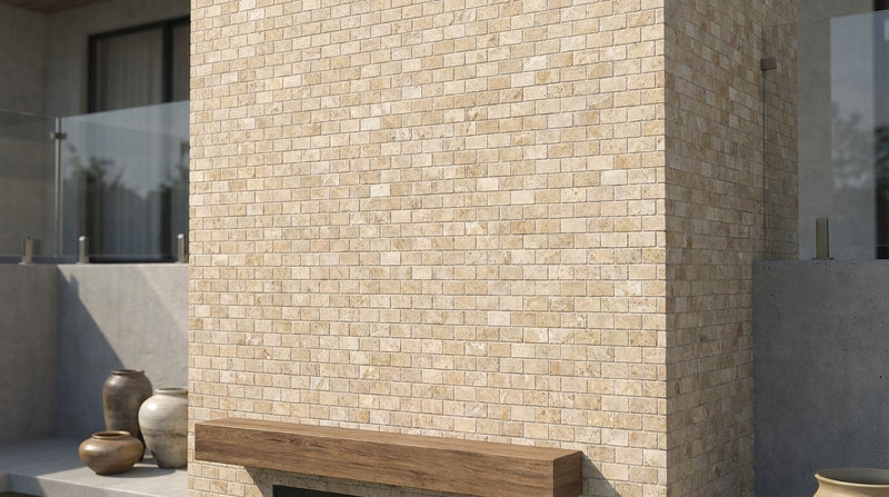 Cappuccino Marble 1x2 Polished Brick Joint Mosaic Brick Mosaic