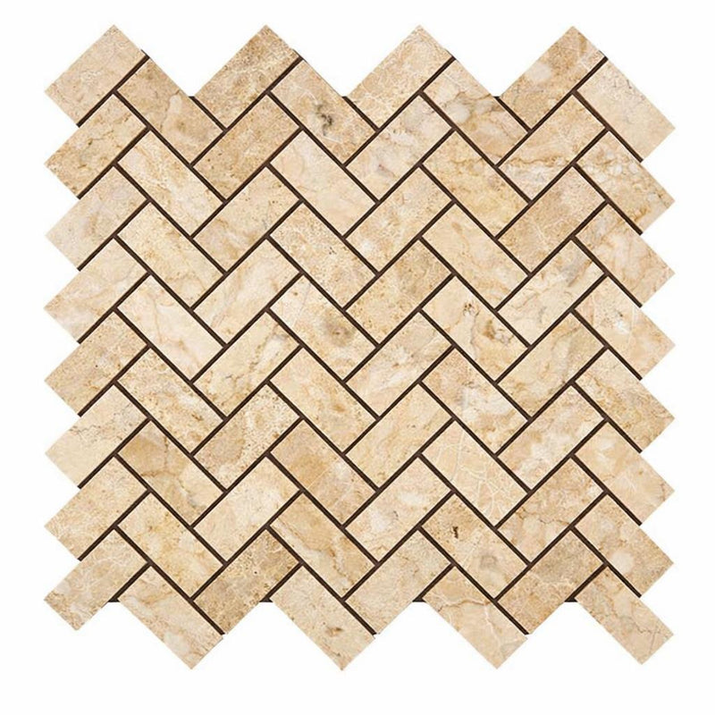 Cappuccino Marble 1x2 Polished Herringbone Mosaic