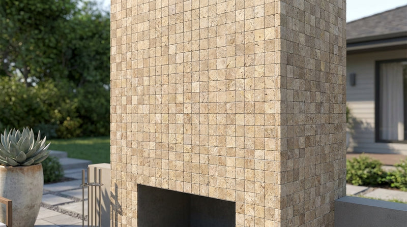 Noce (Antalya) Travertine 1x1 Split-faced Travertine Mosaic