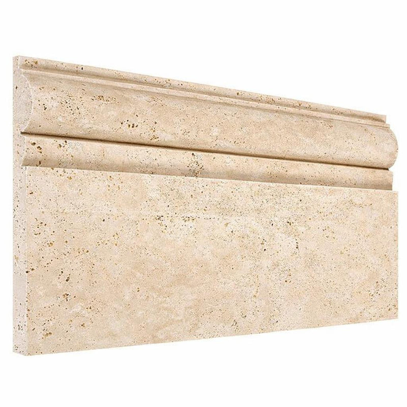 Ivory / Light Travertine 6x12 Cream Honed Tile Baseboard Trim