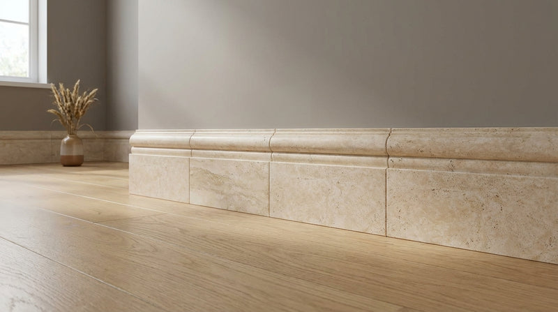 Ivory / Light Travertine 6x12 Cream Honed Tile Baseboard Trim