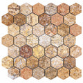 Scabos Travertine 2x2 Tumbled Travertine Hexagon Mosaic