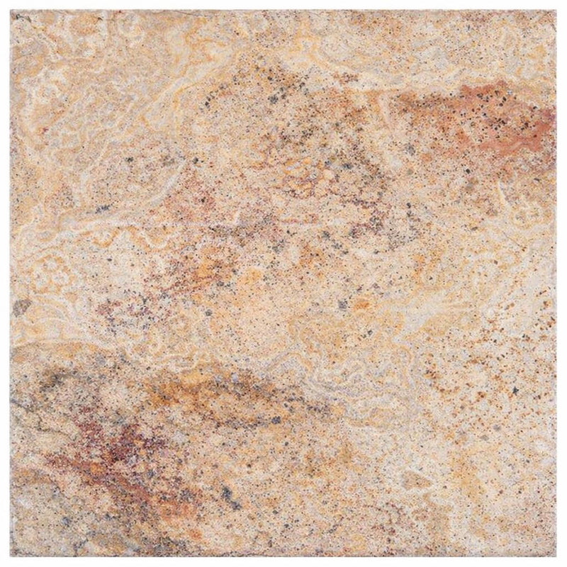 Scabos Travertine 18x18 Unfilled, Brushed & Chiseled Travertine Tile
