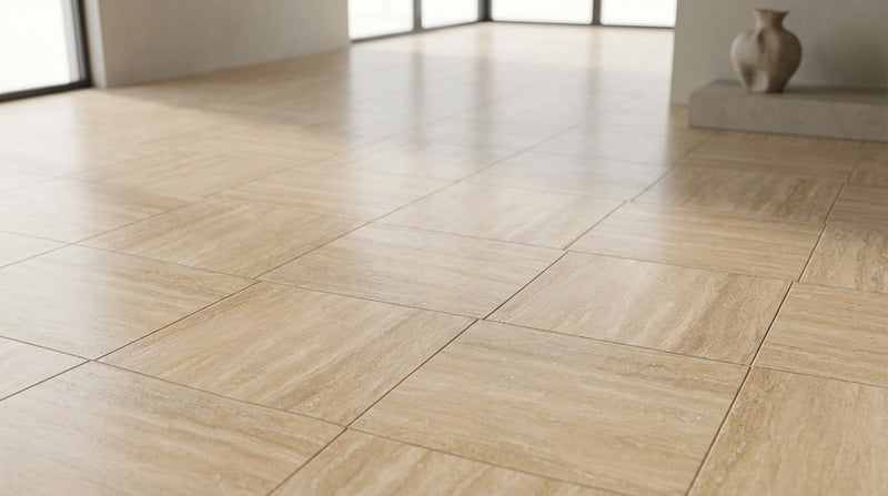 Ivory / Light Travertine 12x12 Cream Filled & Polished Tile