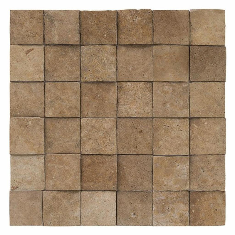 Noce (Antalya) Travertine 2x2 CNC-Arched (Round-face / Wavy) Travertine Mosaic
