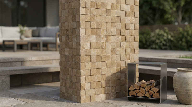 Noce (Antalya) Travertine 2x2 CNC-Arched (Round-face / Wavy) Travertine Mosaic