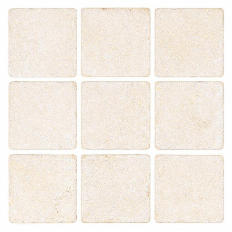 Crema Marfil (Spanish) Crema Marfil Marble 4x4 Cream Tumbled Tile
