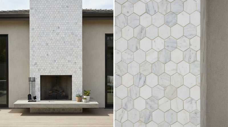 Calacatta Oliva Marble 2x2 Honed Hexagon Mosaic