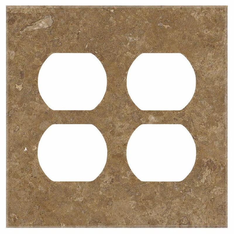 Noce Travertine Switch Plate Covers 4-1/2x4 1/2 Honed Plate Cover 2-DUPLEX