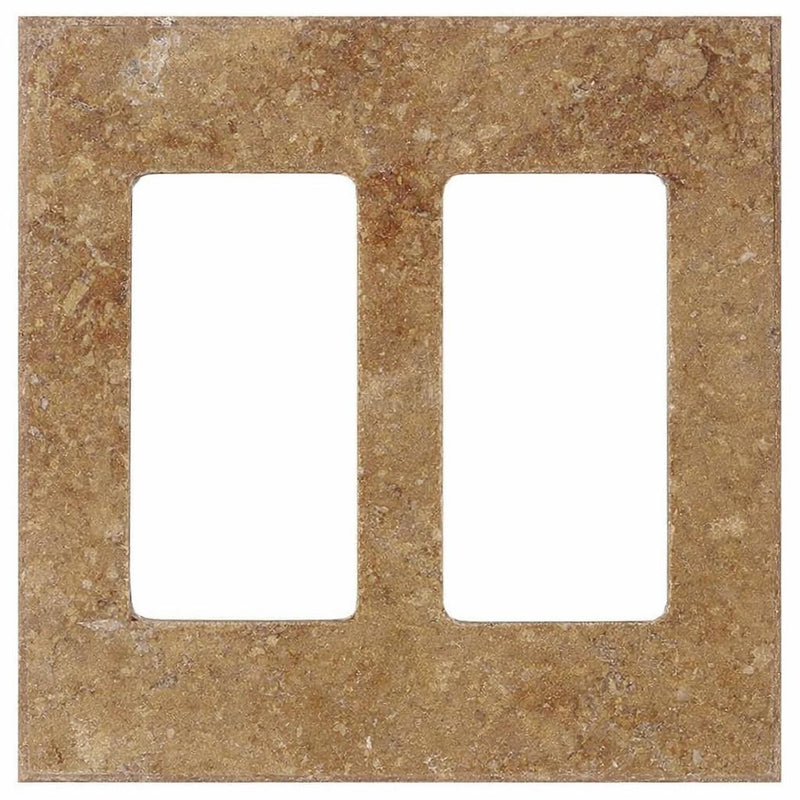 Noce Travertine Switch Plate Covers 4-1/2x4 1/2 Honed Plate Cover 2-ROCKER