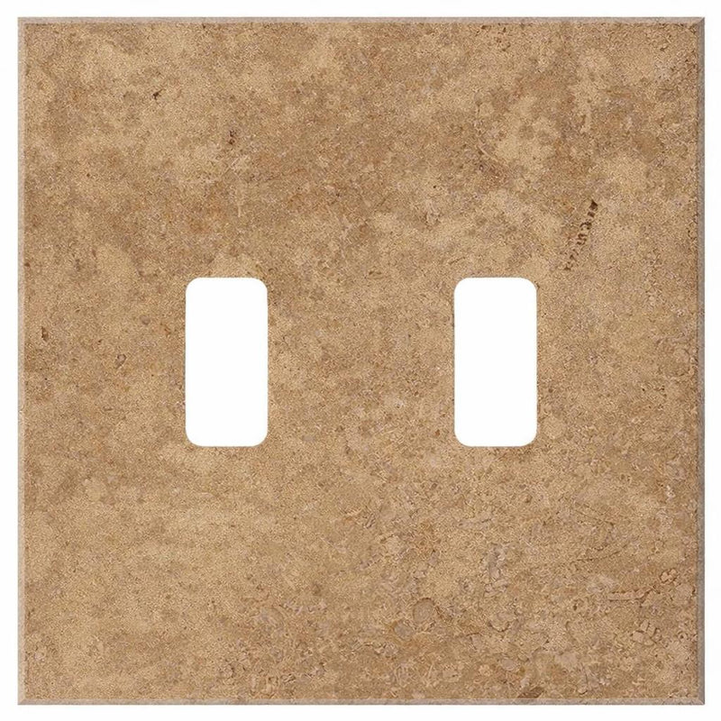 Noce Travertine Switch Plate Covers 4-1/2x4 1/2 Honed Plate Cover 2-TOGGLE