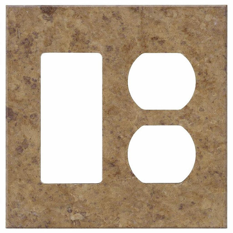 Noce Travertine Switch Plate Covers 4-1/2x4 1/2 Honed Plate Cover ROCKER - DUPLEX