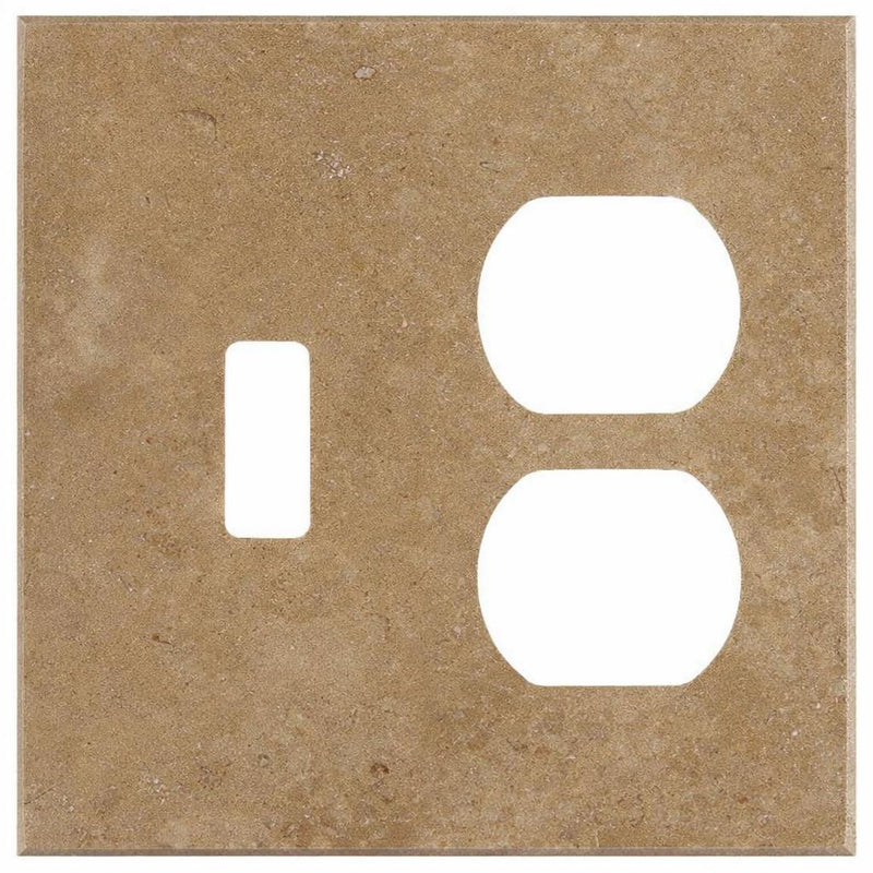Noce Travertine Switch Plate Covers 4-1/2x4 1/2 Honed Plate Cover TOGGLE - DUPLEX