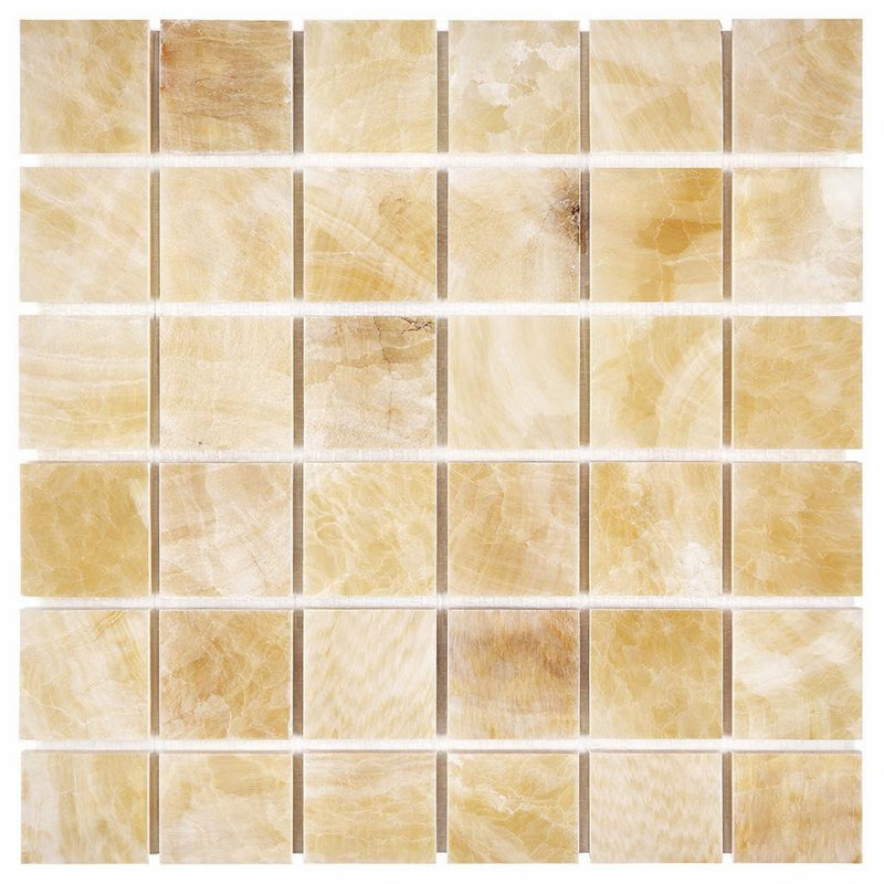 Honey (Giallo Crystal) Onyx 2x2 Polished Mosaic