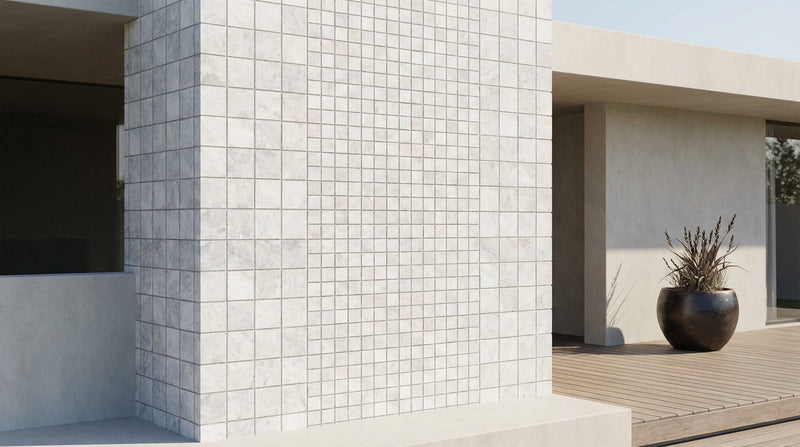 Bianco Congelato Marble 2x2 Leathered Dolomite Mosaic