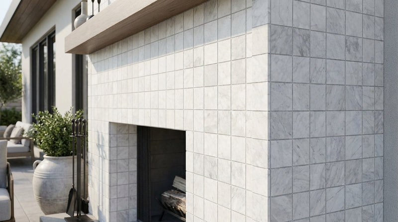 Bianco Congelato Marble 2x2 Leathered Dolomite Hexagon Mosaic