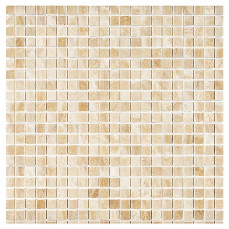 Honey (Giallo Crystal) Onyx 5/8x5/8 Polished Mosaic