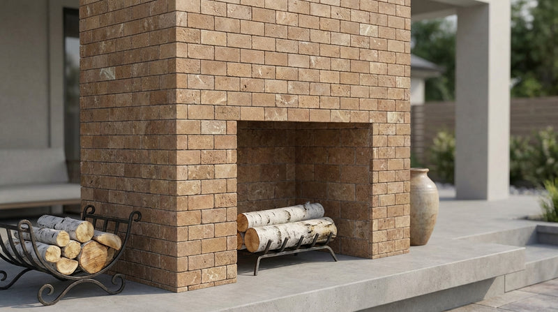 Noce (Antalya) Travertine 2x4 Tumbled Travertine Brick Joint Mosaic Brick Mosaic