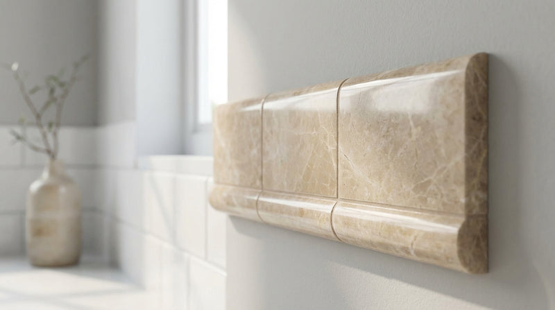Emperador Light Marble 3/4x12 Polished Tile Bullnose Liner