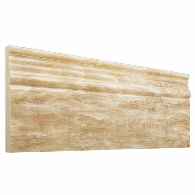 Honey (Giallo Crystal) Onyx 4-3/4x12 Polished Tile Baseboard Trim