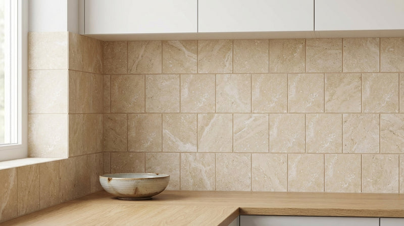 Ivory / Light Travertine 6x6 Cream Filled & Honed Tile