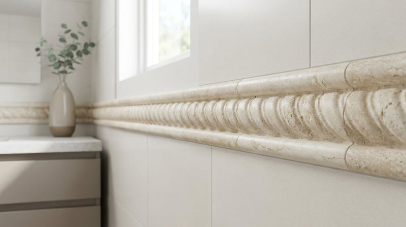 Ivory / Light Travertine 1x12 Cream Honed Tile Rope (REGULAR) Liner