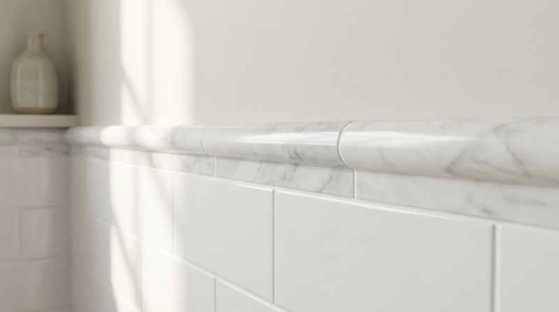 Carrara White (Italian) Carrara White Marble 3/4x12 Polished / Honed Tile Bullnose Liner