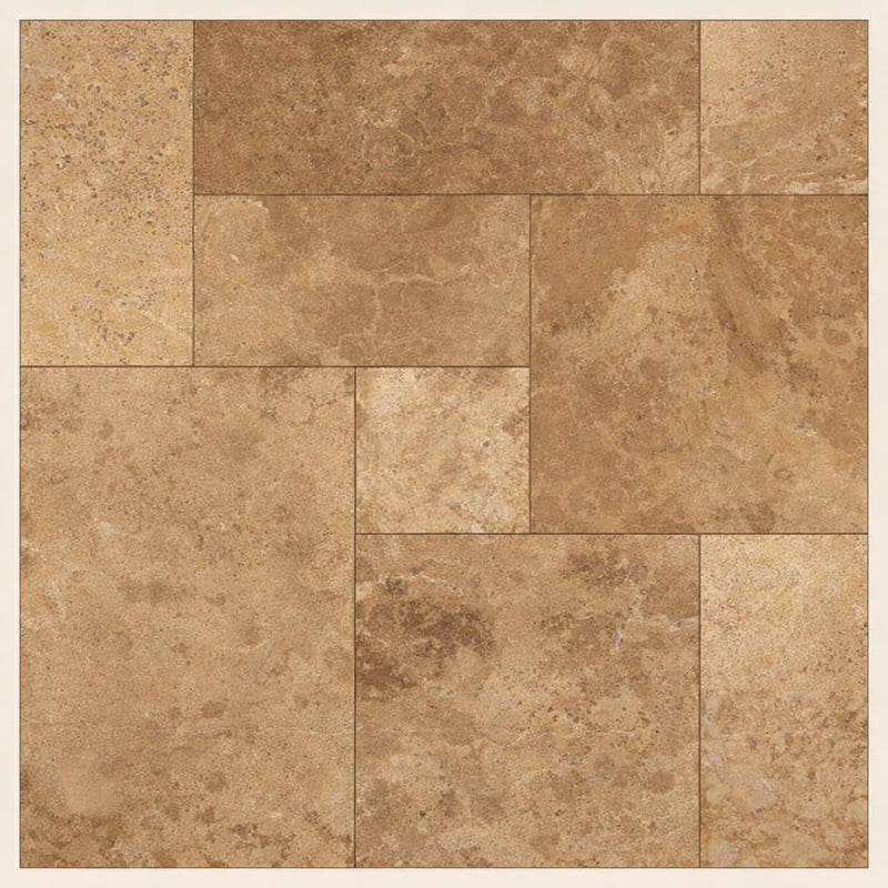 Walnut Travertine Versailles Pattern Filled, Honed & Straight-Edged Travertine Tile
