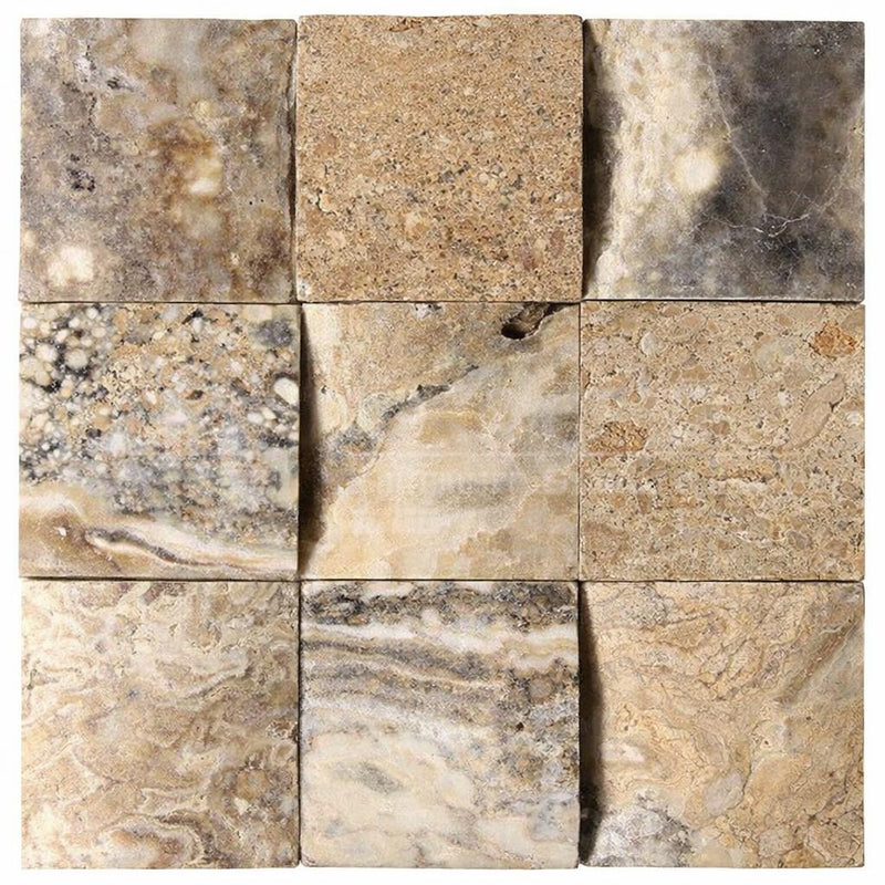 Antico Onyx 4x4 CNC-Arched (Round-face / Wavy) Travertine Tile
