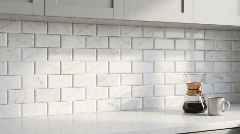 Carrara White (Italian) Carrara White Marble 3x6 Tumbled Tile