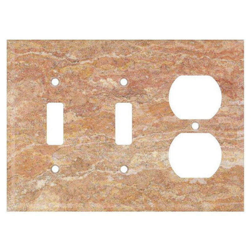 Scabos Travertine Switch Plate Covers 4-1/2x6 1/3 Honed Plate Cover 3-DUPLEX