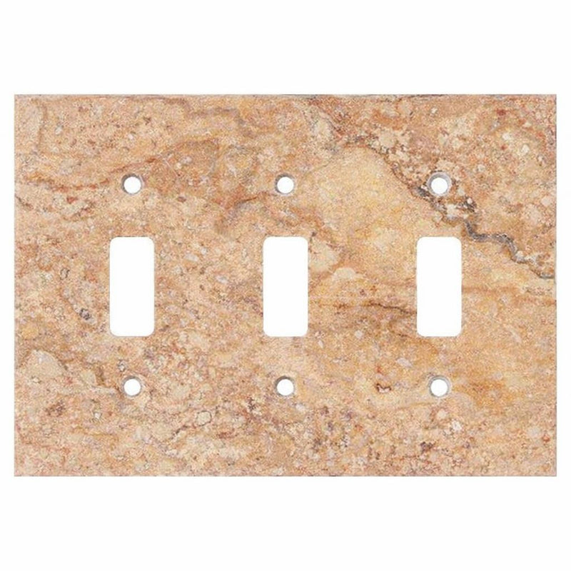 Scabos Travertine Switch Plate Covers 4-1/2x6 1/3 Honed Plate Cover 3-TOGGLE
