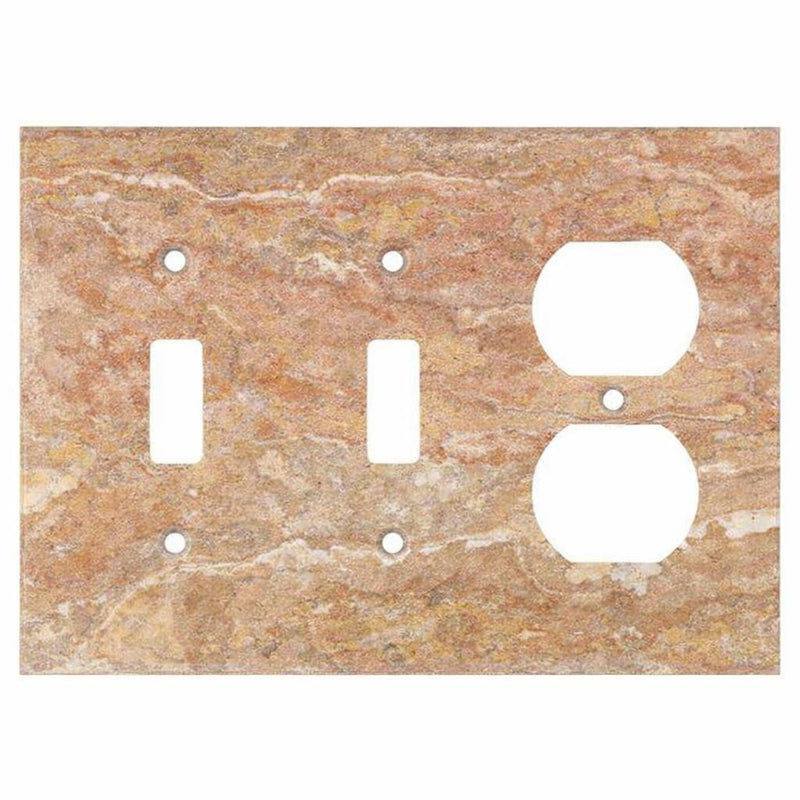 Scabos Travertine Switch Plate Covers 4-1/2x6 1/3 Honed Plate Cover DOUBLE TOGGLE - DUPLEX