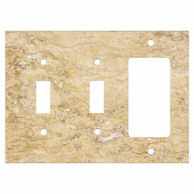 Scabos Travertine Switch Plate Covers 4-1/2x6 1/3 Honed Plate Cover DOUBLE TOGGLE - ROCKER