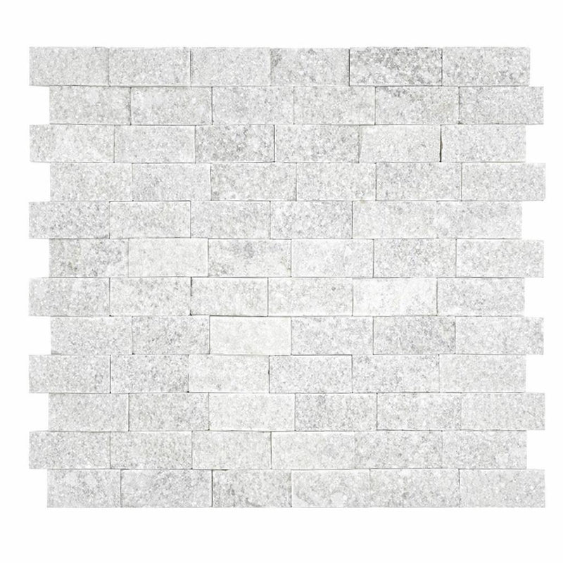Oriental White (Asian Statuary) Marble 1x2 Split-faced Brick Joint Mosaic Brick Mosaic