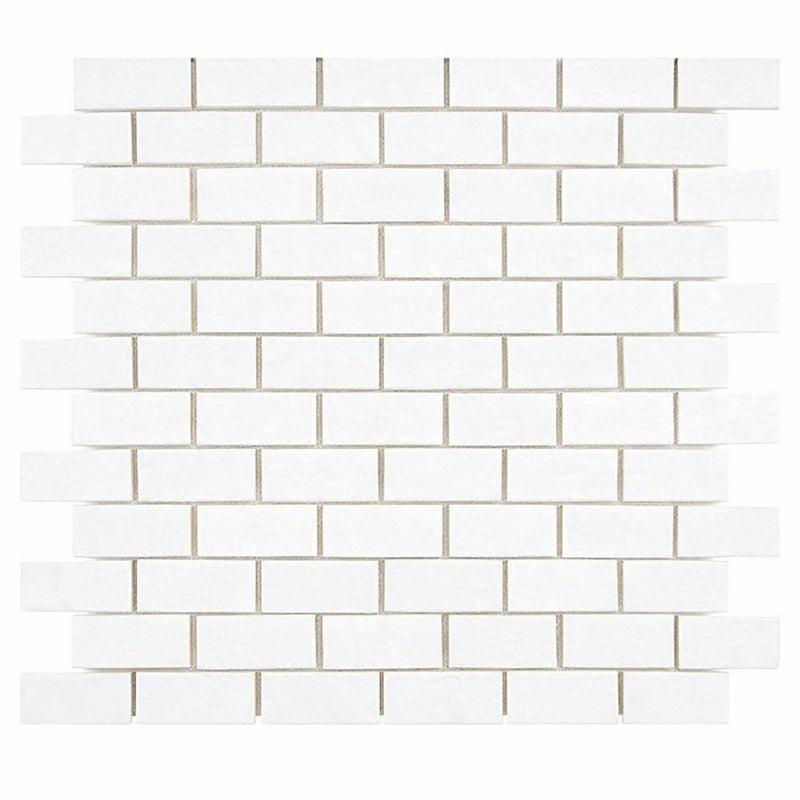 Thassos White (Greek) Marble 1x2 Honed Brick Joint Mosaic Brick Mosaic