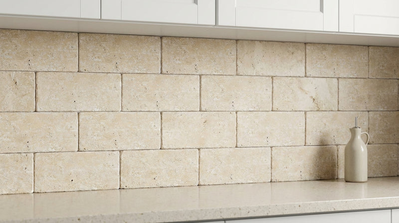 Ivory / Light Travertine 3x6 Cream Tumbled Tile