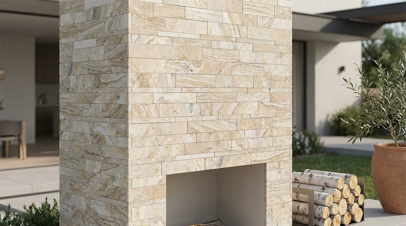 Latravonya Travertine Filled & Honed Travertine Random-Strip Mosaic
