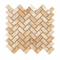 Valencia Travertine 1x2 Tumbled Travertine Herringbone Mosaic
