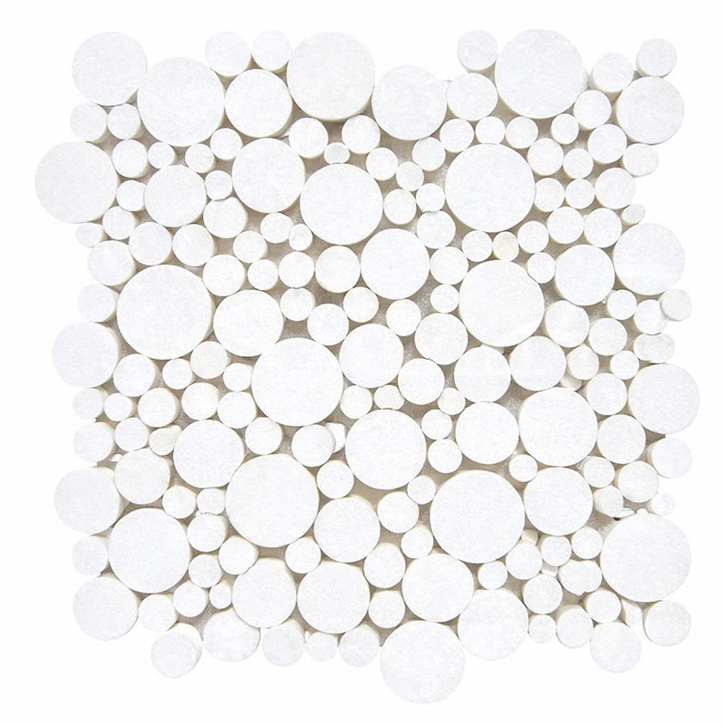Thassos White (Greek) Marble Honed Bubbles Mosaic