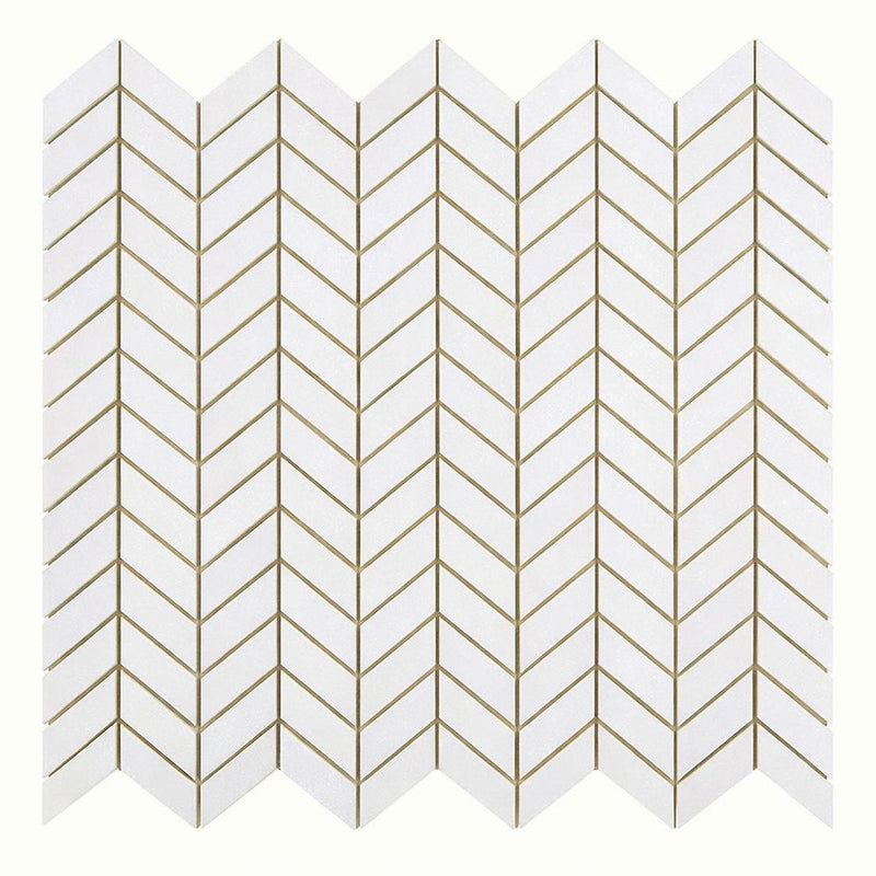 Thassos White (Greek) Marble Honed Chevron Mosaic Chevron (MINI)