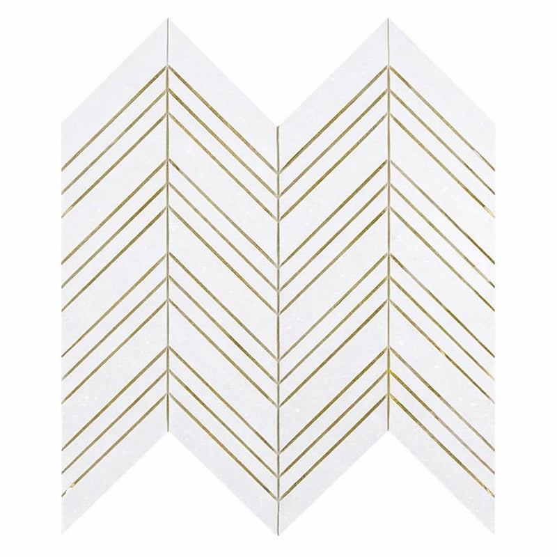 Thassos White (Greek) Marble Honed Chevron Mosaic Chevron (LARGE) (w/ Thassos White)