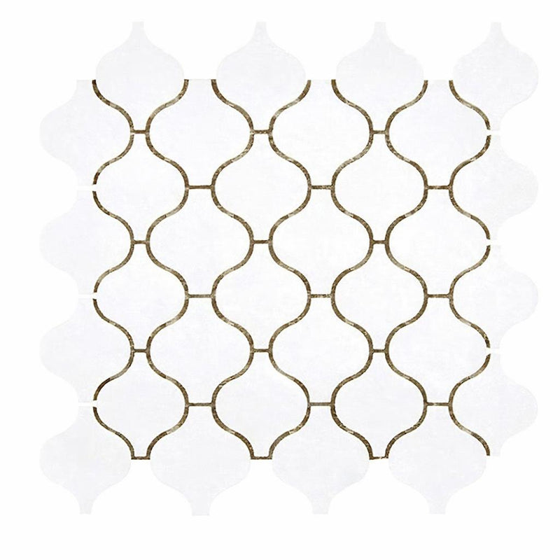 Thassos White (Greek) Marble Honed Lantern Mosaic (3") (Arabesque / Moroccan / Baroque)