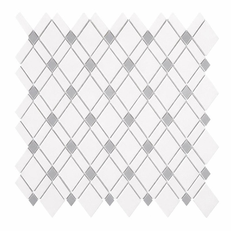Thassos White (Greek) Marble Honed Mosaic Lattice (Thassos White + Blue-Gray)