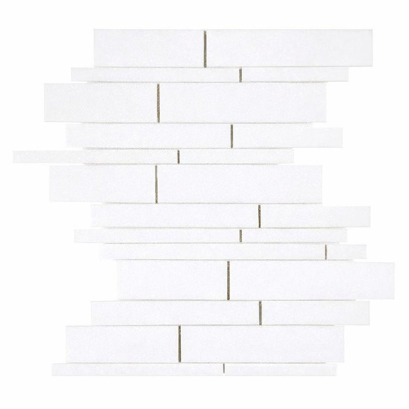 Thassos White (Greek) Marble Honed Manhattan Mosaic Manhattan (Random-Strip) Mosaic