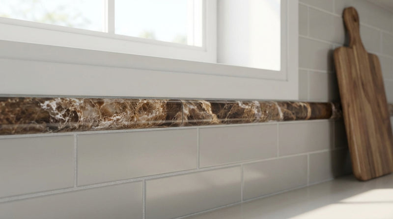 Emperador Dark (Spanish) Emperador Dark Marble 1/2x12 Polished Tile Pencil Liner